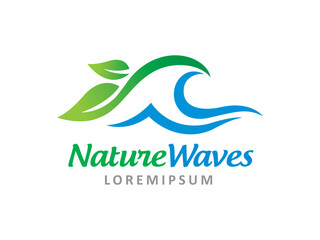 Nature waves logo symbol or icon template