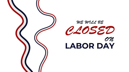 USA Labor Day greeting card with brush stroke background in United States national flag colors and hand lettering text Happy Labor Day. Sale promotion advertising, banner, cover. Vector illustration