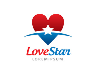 Love and Star logo symbol or icon template