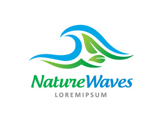 Nature waves logo symbol or icon template