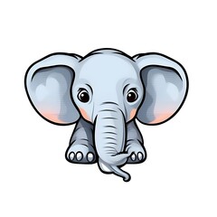 Fototapeta premium Cute Cartoon Baby Elephant Sitting And Holding Its Trunk