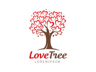 Obraz premium Love Tree logo symbol or icon template