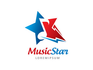 Music and Star logo symbol or icon template