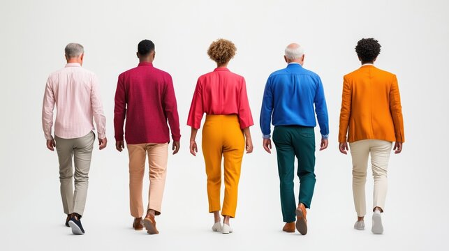 People of all colors walking together, inclusive business mindset values dignity and respect for all individuals	