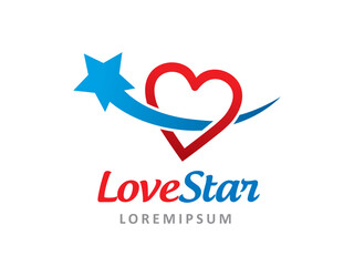 Love and Star logo symbol or icon template