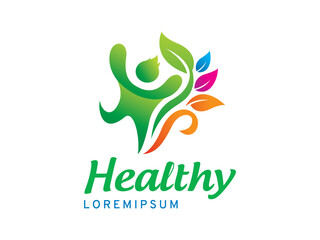 Obraz premium People and Leaf logo symbol or icon template