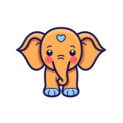 Cute Cartoon Baby Elephant With Heart on Its Head