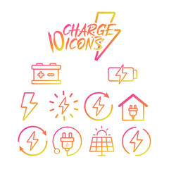 Set of Charge icon sketch Vector