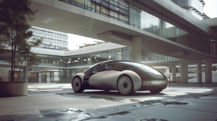 Develop a 3D model of a concept car for an urban environment, featuring innovative parking solutions and smart technology integration.