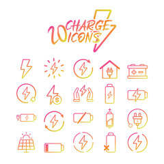 Set of Charge icon sketch Vector