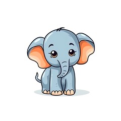 Obraz premium Cute Cartoon Baby Elephant Illustration With Large Ears