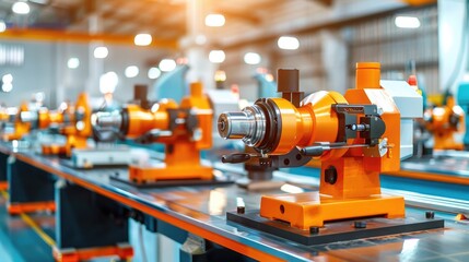 Modern industrial machinery in a factory setting, showcasing advanced technology and manufacturing precision.