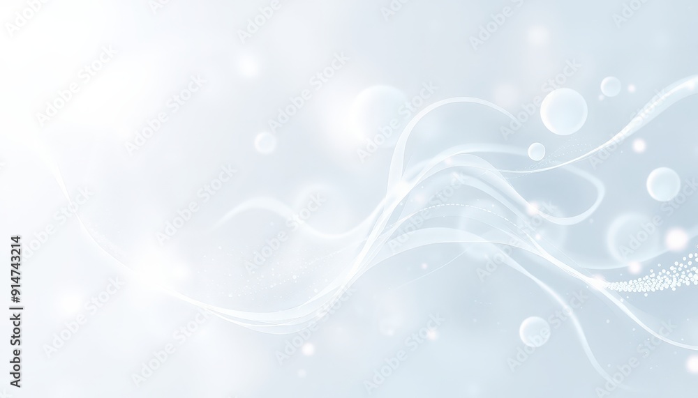 Poster abstract white background with swirls and bokeh.