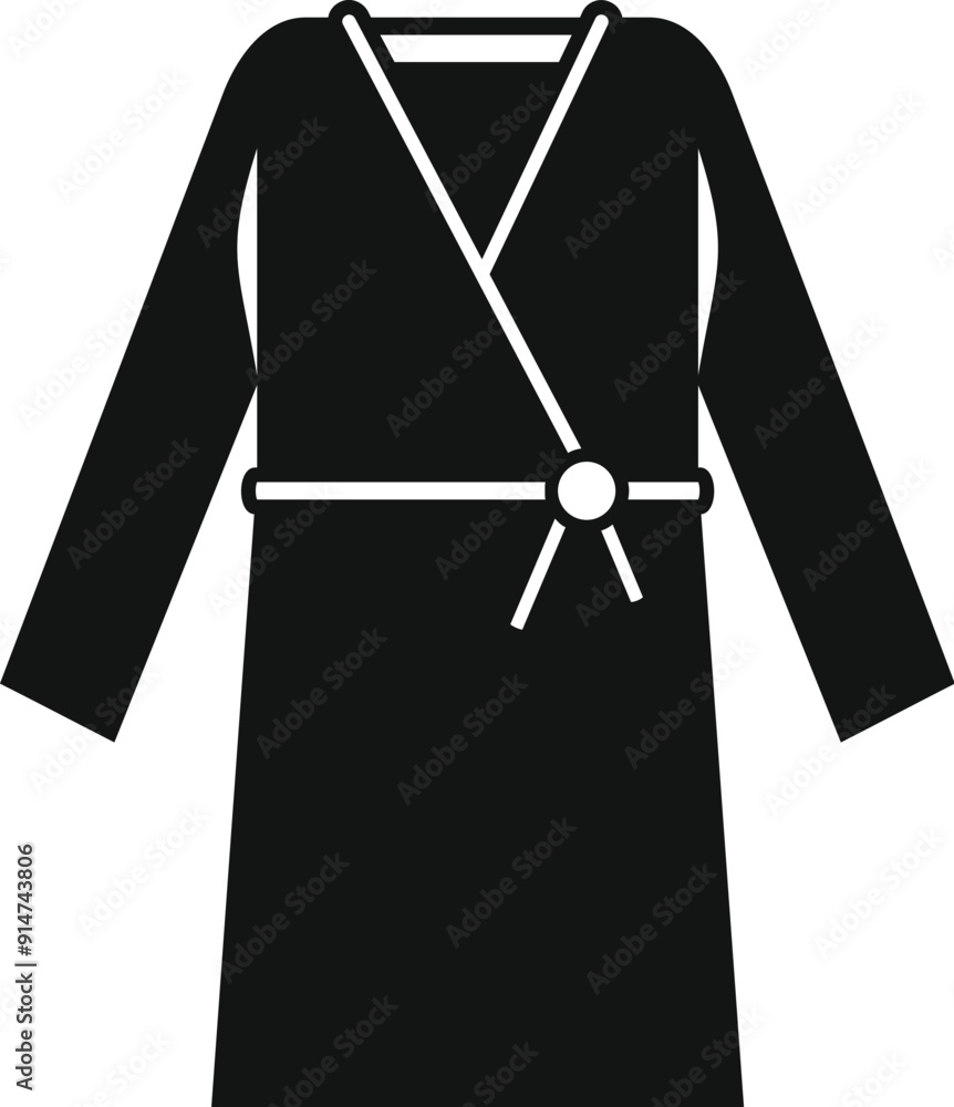 Canvas Prints Black silhouette of a bathrobe, isolated on a white background