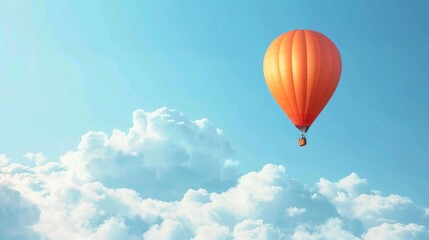 Naklejka premium Adventure in the sky vibrant hot air balloon soaring over clouds in blue heaven