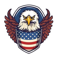 American Bald Eagle In A Pocket Of The Stars And Stripes
