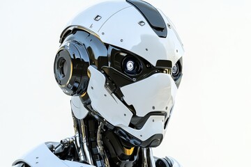 Fototapeta premium Futuristic humanoid robot with white and black design showcasing the advanced AI technology and its integration in a modern high tech environment