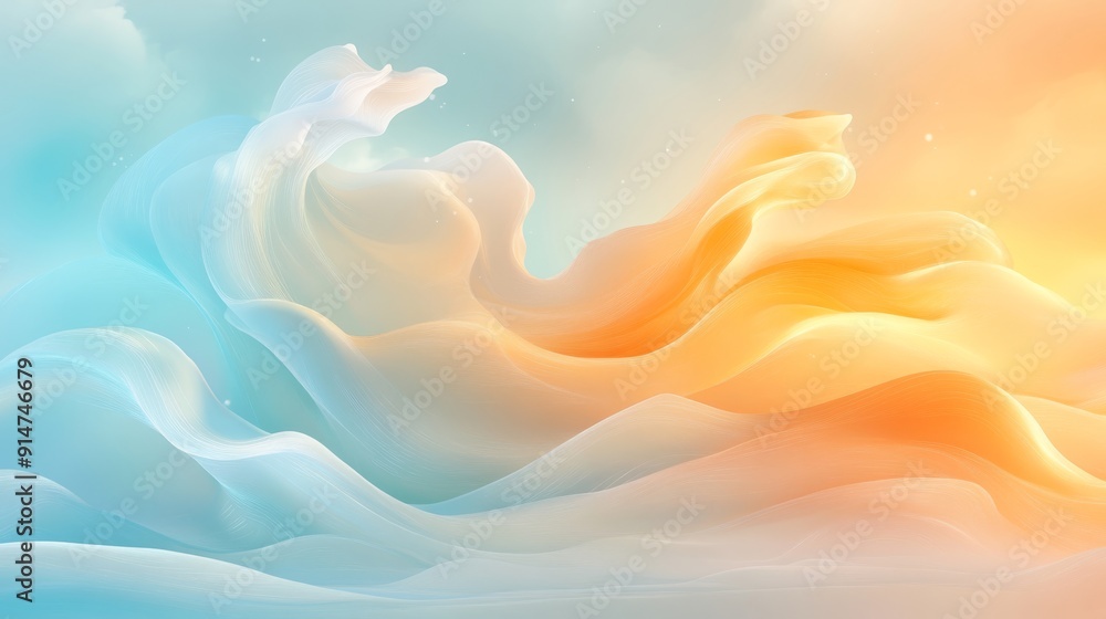 Poster abstract flowing colorful waves in soft gradient