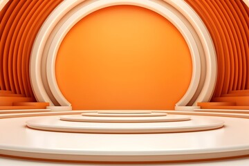 Naklejka premium Abstract orange and white circular podium.