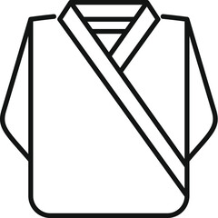 Simple line drawing of a kimono top with belt, ideal for martial arts training