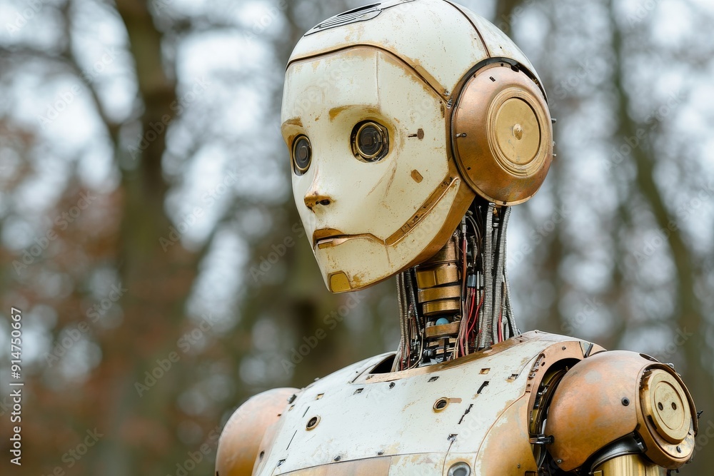 Aufkleber futuristic humanoid robot with sleek metallic design symbolizing the advanced ai technology and its 