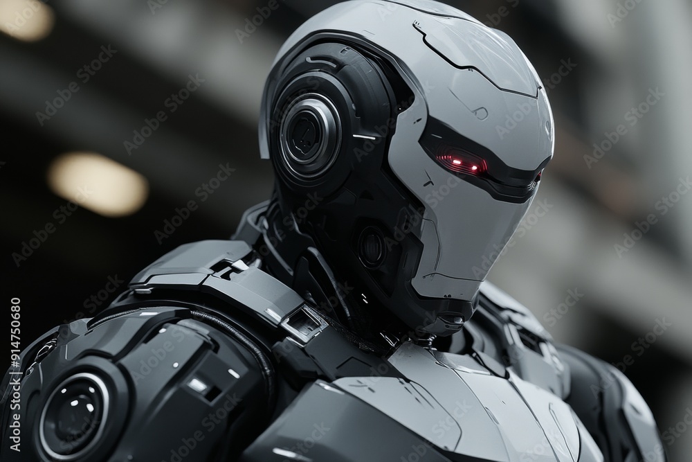 Aufkleber futuristic humanoid robot with sleek black and red design symbolizing the advanced ai technology and