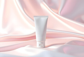 Luxurious Skincare Tube on Silky White Fabric