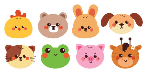 hand drawing cartoon animal sticker set. cute animal drawing, doodle set