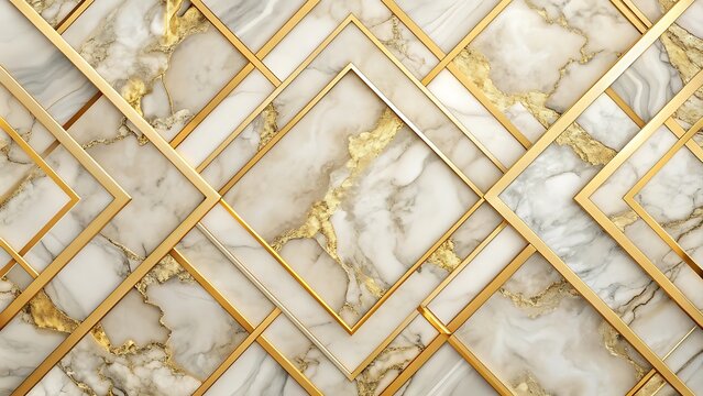 Abstract Golden and White Marble Background.