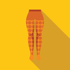 Woman legs in colorful tights with polka dot pattern, fashion icon on yellow background