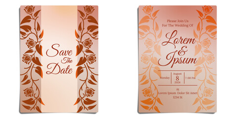 DECORATIVE ART FLORAL 247, ELEGANT GRADIENT NATURE WEDDING INVITATION DESIGN TEMPLATE