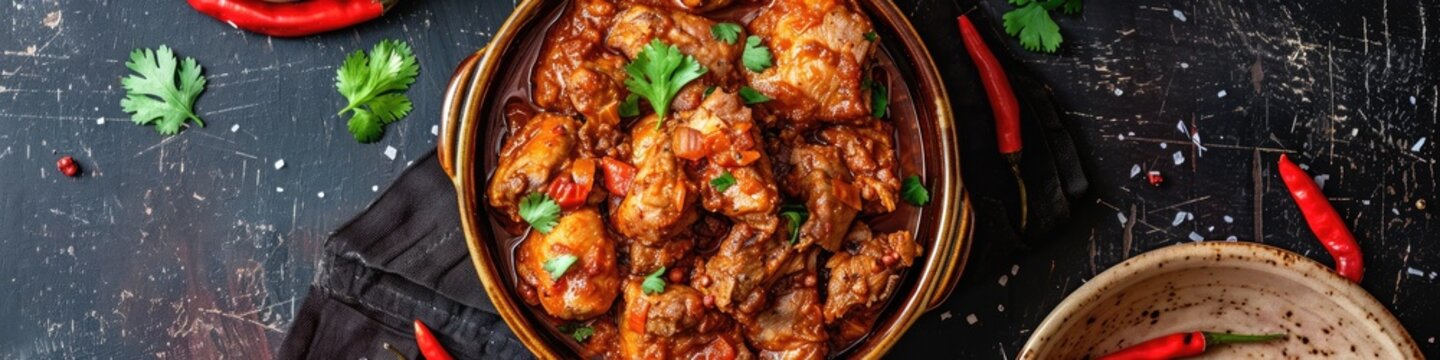 Dry Spicy Sukha Mutton or Chicken Served in Plate or Bowl