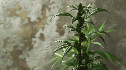 Obraz premium Close-up of a Cannabis Plant with Blurred Background