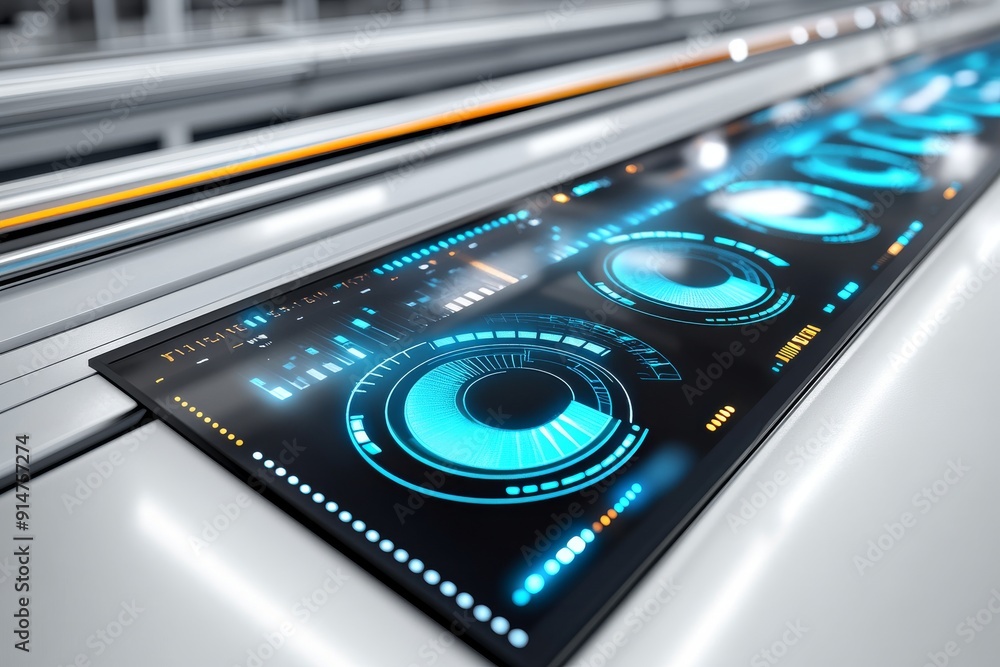 Poster high speed digital data stream visualized on a futuristic interface