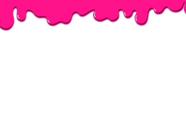 Melted liquid or pink gel dripping on white background, realistic illustration
