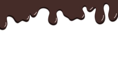 Melted chocolate dripping on white background, realistic illustration