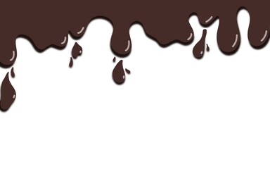 Melted chocolate dripping on white background, realistic illustration
