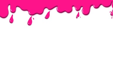 Melted liquid or pink gel dripping on white background, realistic illustration