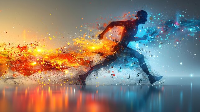 Energetic Geometric Athlete Sprinting with Dynamic Motion Effect - Powered by Adobe