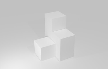 3D render white podium box illustration