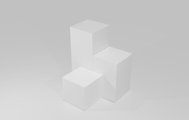 3D render white podium box illustration