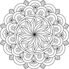 Simplicity ornamental mandala design for coloring book page