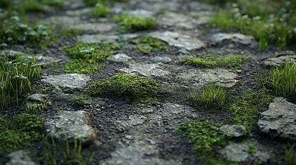 Fototapeta premium Stone Path Overgrown with Green