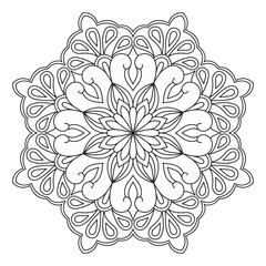 Beautiful easy mandala coloring page for adults