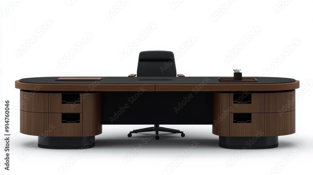 Poster Modern Executive Desk with Chair in Minimalist Design