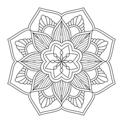 Elegant Simple Mandala Flower Design for kinds coloring book page
