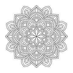 Fototapeta premium Mandala pattern black and white doodles sketch design for coloring book page