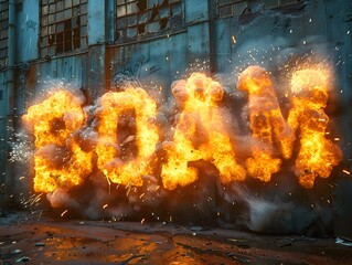 Vibrant Explosive Pop Art Comic Book Sound Effect with Dynamic Typography and Colorful Graphic Design
