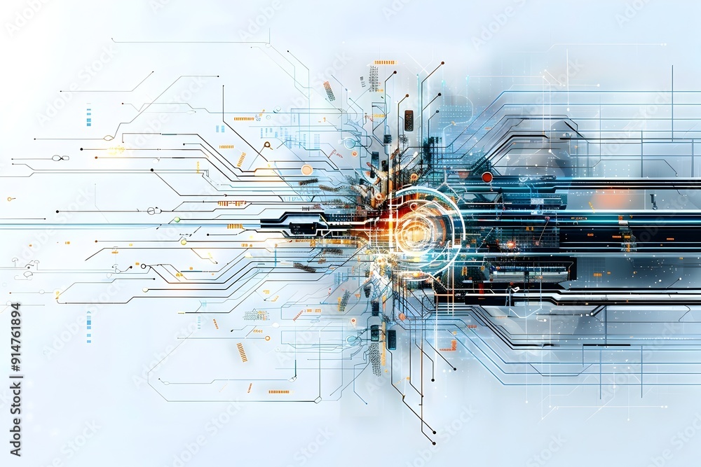 Poster abstract technology background with circuit board design.