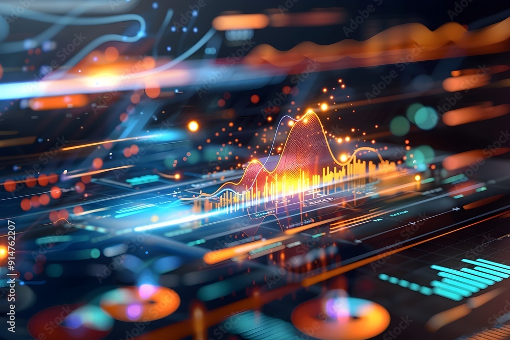 Poster abstract futuristic data visualization.
